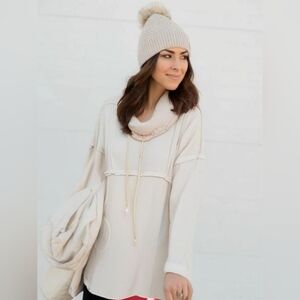 NWT Maurices Light Pink Faux Fur Cowl Neck Sparkle Sweatshirt